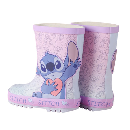 Purple - Back - Lilo & Stitch Girls Rubber Wellington Boots