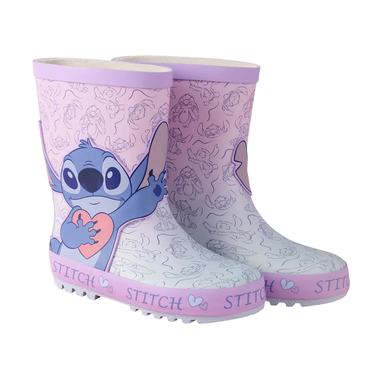 Purple - Front - Lilo & Stitch Girls Rubber Wellington Boots