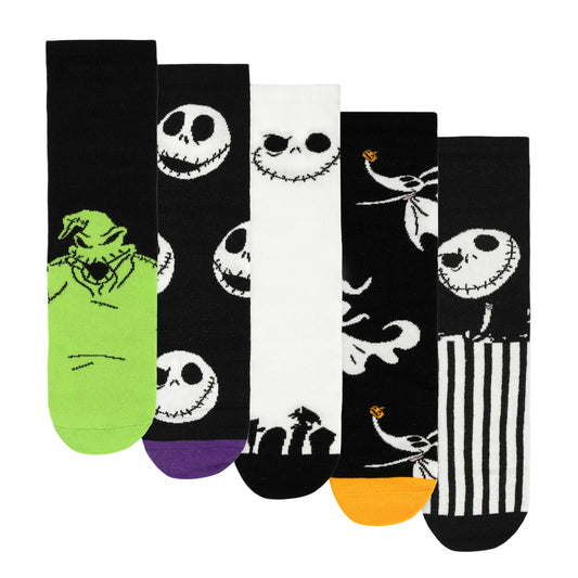 Black - Front - The Nightmare Before Christmas Unisex Adult Jack Skellington Socks Set (Pack of 5)