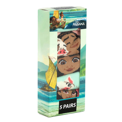 Multicoloured - Pack Shot - Moana Girls Moana Socks (Pack of 5)