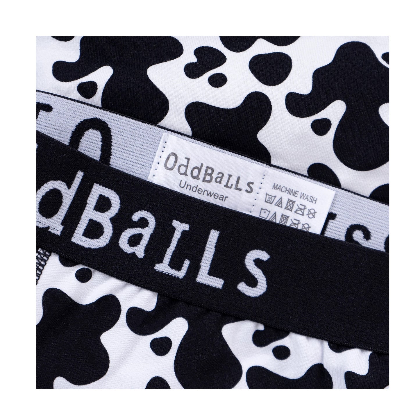 Black-White - Side - OddBalls Mens Fat Cow Boxer Shorts