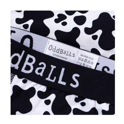 Black-White - Side - OddBalls Mens Fat Cow Boxer Shorts
