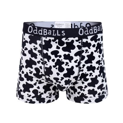 Black-White - Front - OddBalls Mens Fat Cow Boxer Shorts