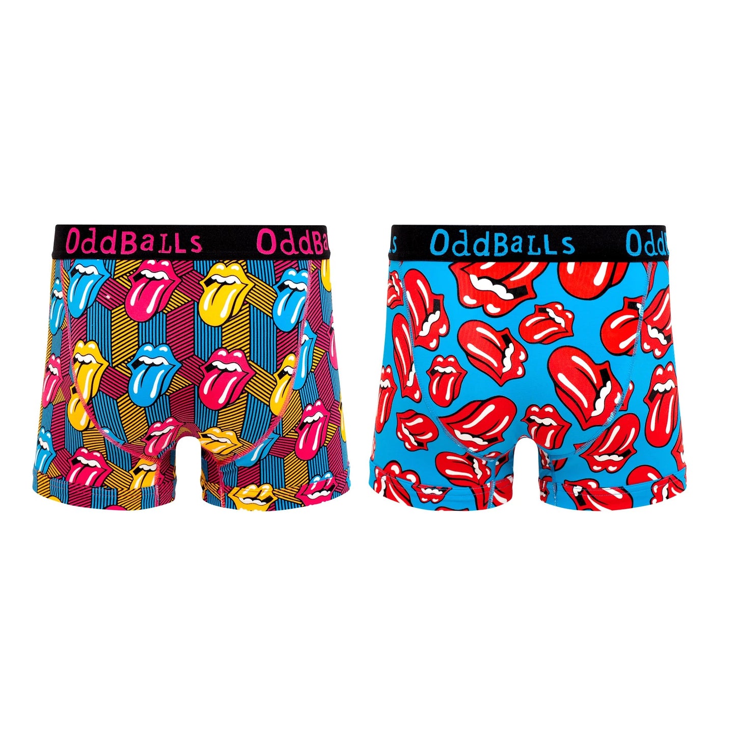 Multicoloured - Back - OddBalls Mens The Rolling Stones Boxer Shorts (Pack Of 2)