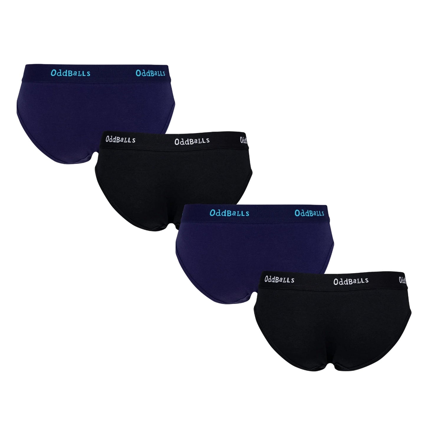 Midnight-Black - Back - OddBalls Womens-Ladies Plain Briefs (Pack Of 4)