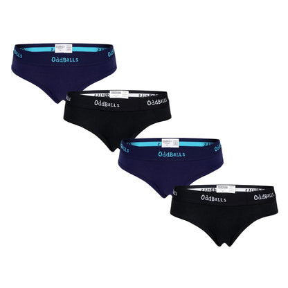 Midnight-Black - Front - OddBalls Womens-Ladies Plain Briefs (Pack Of 4)