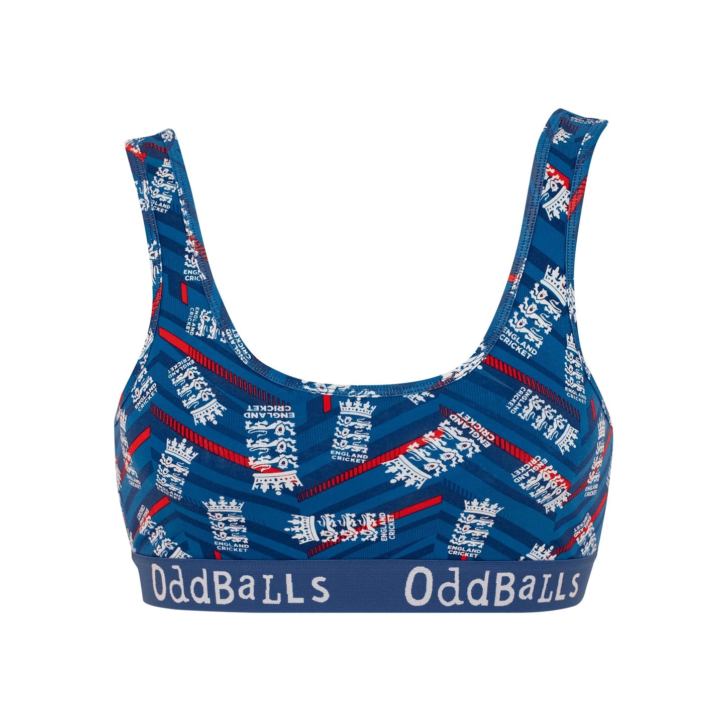 Blue-White - Front - OddBalls Womens-Ladies ODI Inspired England Cricket Bralette