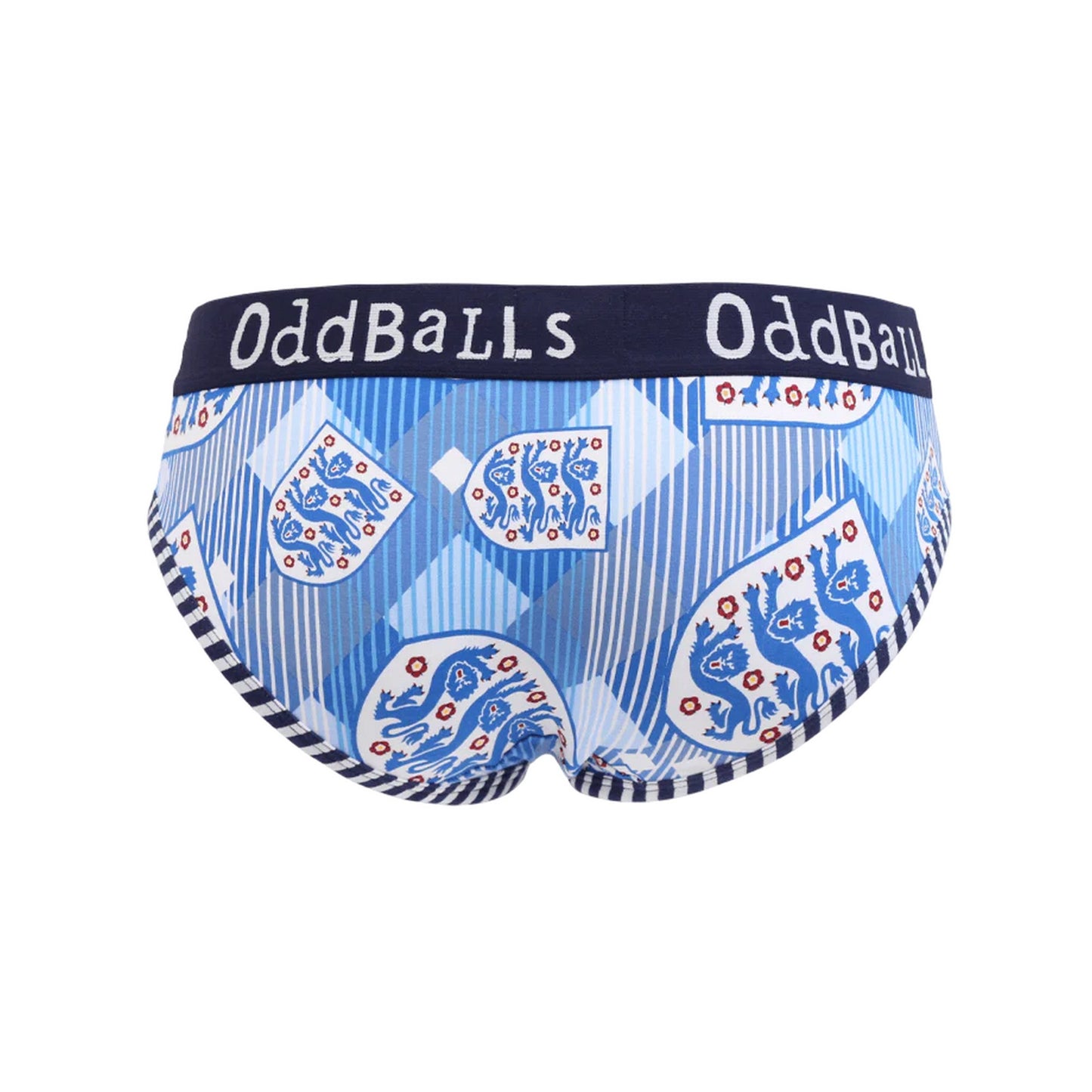 Blue - Back - OddBalls Womens-Ladies Retro England FA Briefs