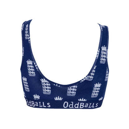 Blue-White - Back - OddBalls Womens-Ladies England Cricket Bralette