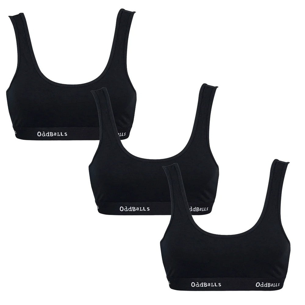 Classic Black - Front - OddBalls Womens-Ladies Bralette (Pack Of 3)