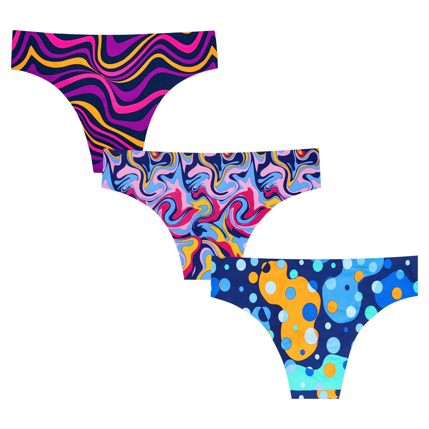 Multicoloured - Back - OddBalls Womens-Ladies Delight Assorted Designs Seamless Brazilian Briefs (Pack Of 3)