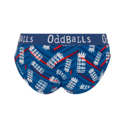 Blue-White - Back - OddBalls Womens-Ladies ODI Inspired England Cricket Briefs