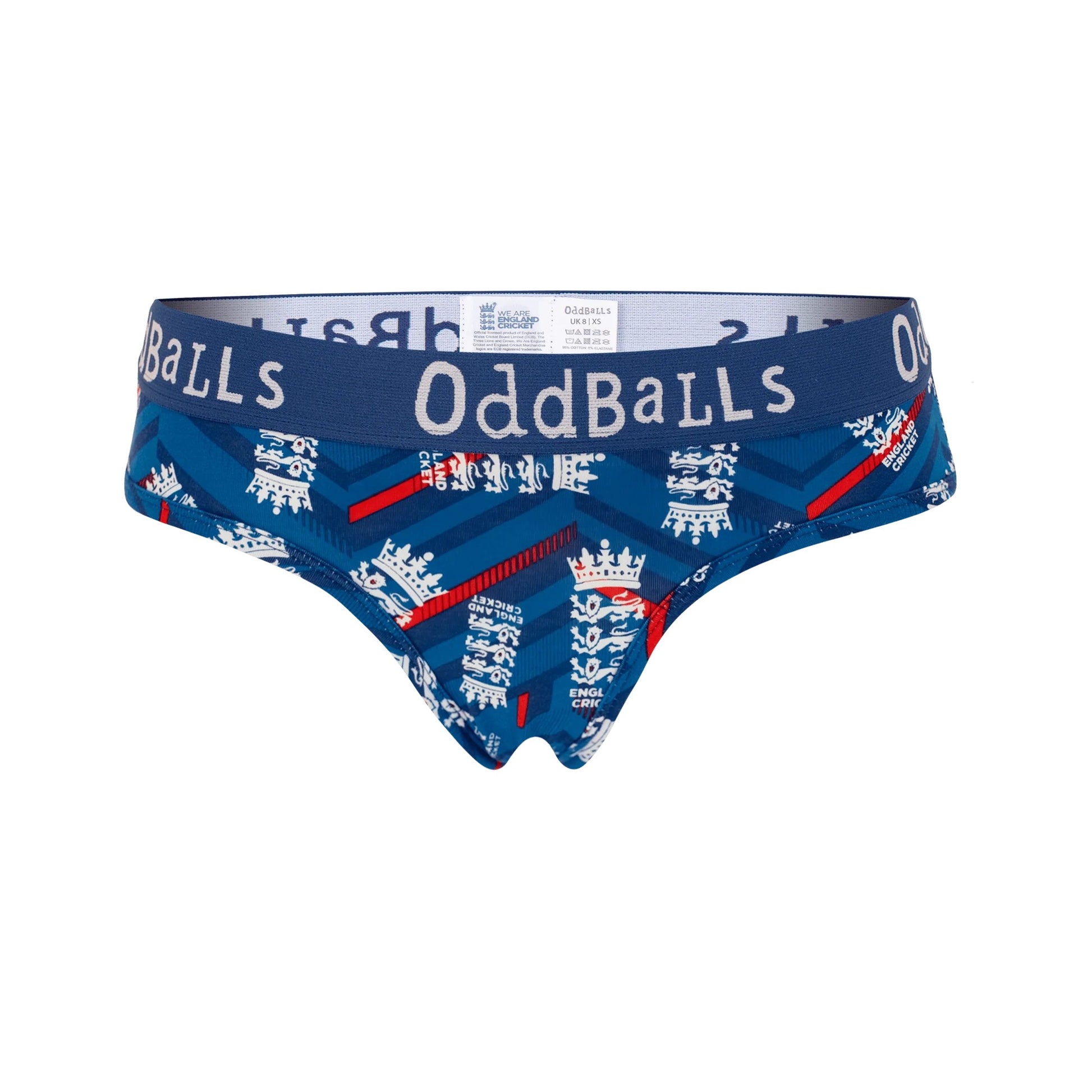 Blue-White - Front - OddBalls Womens-Ladies ODI Inspired England Cricket Briefs
