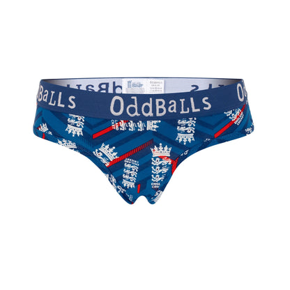 Blue-White - Front - OddBalls Womens-Ladies ODI Inspired England Cricket Briefs