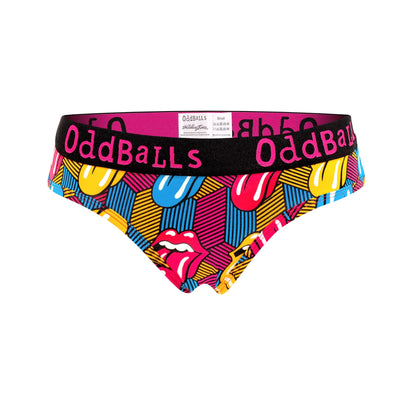 Multicoloured - Front - OddBalls Womens-Ladies Retro The Rolling Stones Briefs