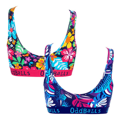 Multicoloured - Back - OddBalls Womens-Ladies Tropical Bralette (Pack Of 2)