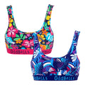 Multicoloured - Front - OddBalls Womens-Ladies Tropical Bralette (Pack Of 2)