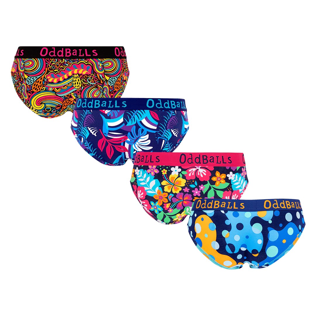 Multicoloured - Back - OddBalls Womens-Ladies Oceanic Briefs (Pack Of 4)