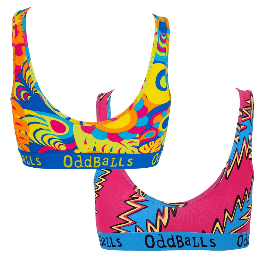 Multicoloured - Back - OddBalls Womens-Ladies Sparkling Bralette (Pack Of 2)