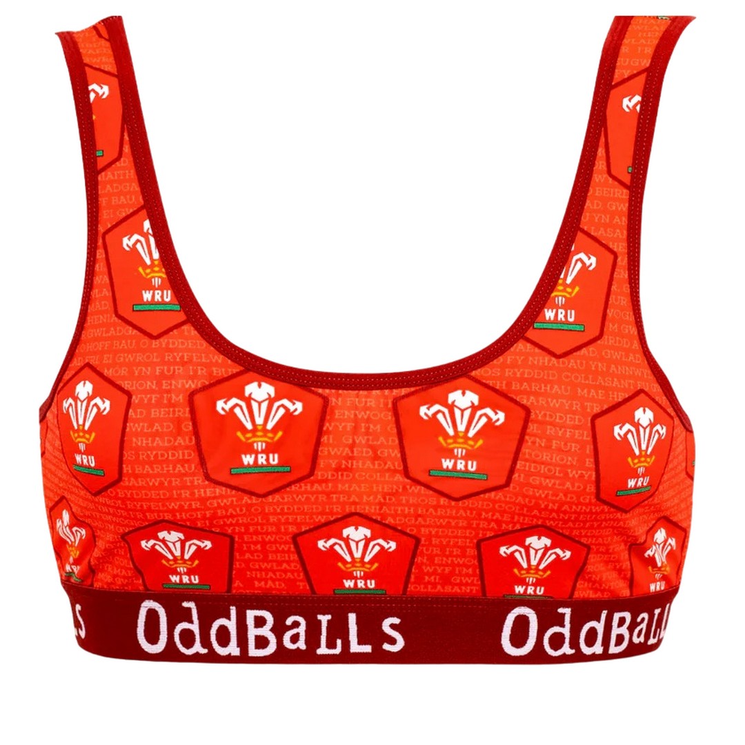 Red - Front - OddBalls Womens-Ladies Home Welsh Rugby Union Bralette