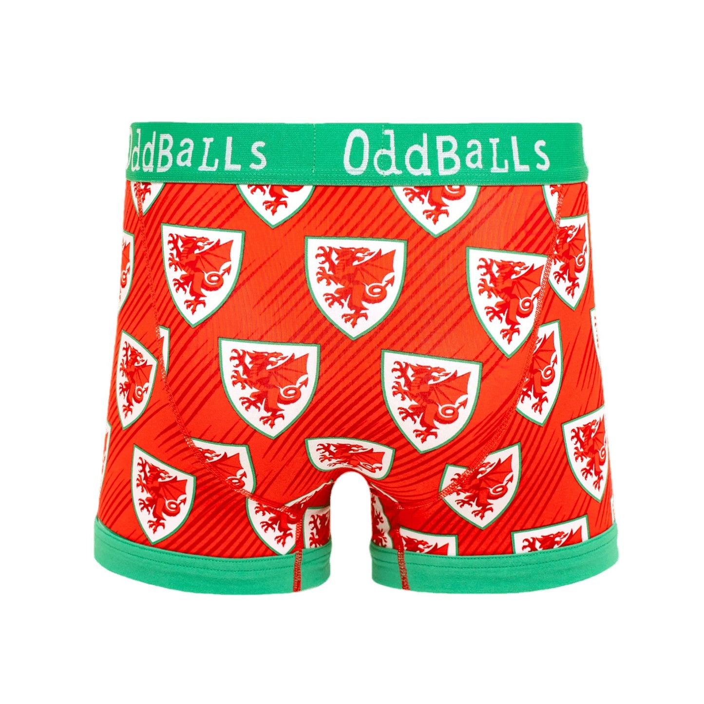 Green-White-Red - Back - OddBalls Mens Home FA Wales Boxer Shorts