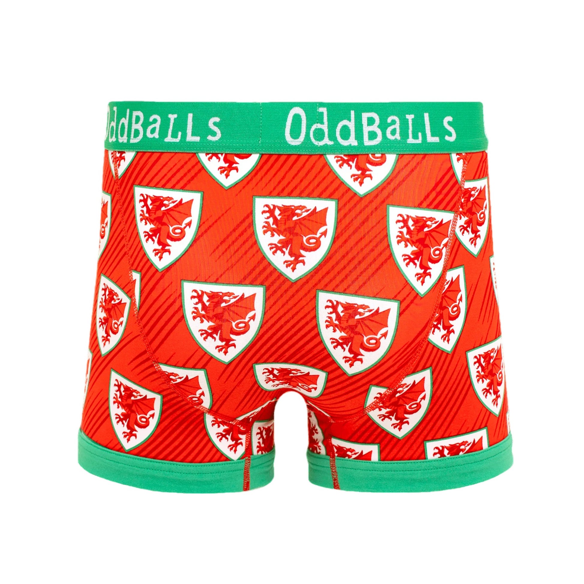 Green-White-Red - Back - OddBalls Mens Home FA Wales Boxer Shorts