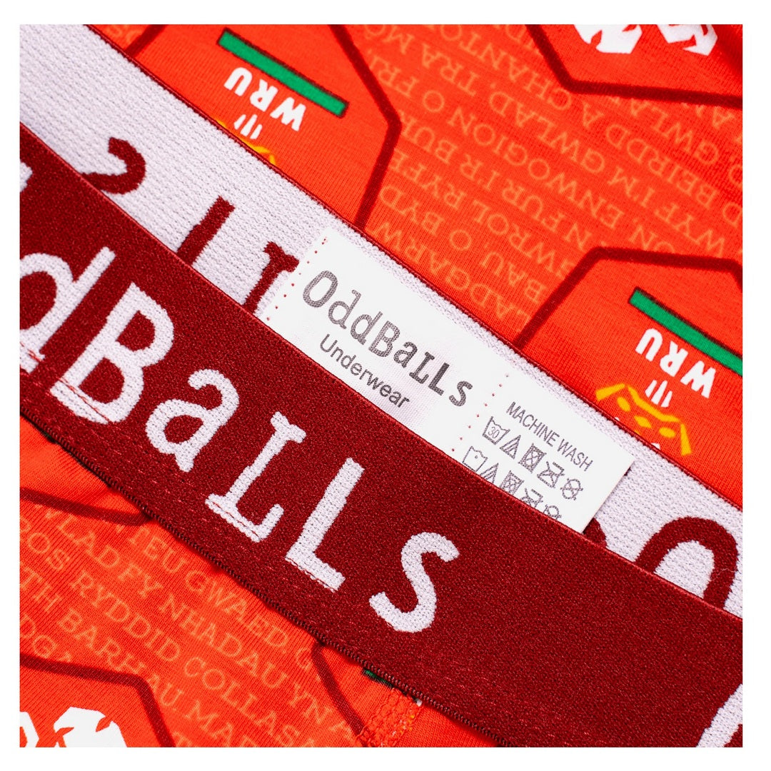 Red - Side - OddBalls Womens-Ladies Home Welsh Rugby Union Briefs