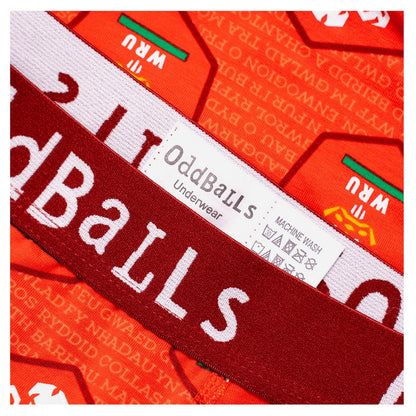 Red - Side - OddBalls Mens Home Welsh Rugby Union Boxer Shorts