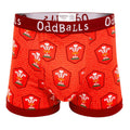 Red - Front - OddBalls Mens Home Welsh Rugby Union Boxer Shorts