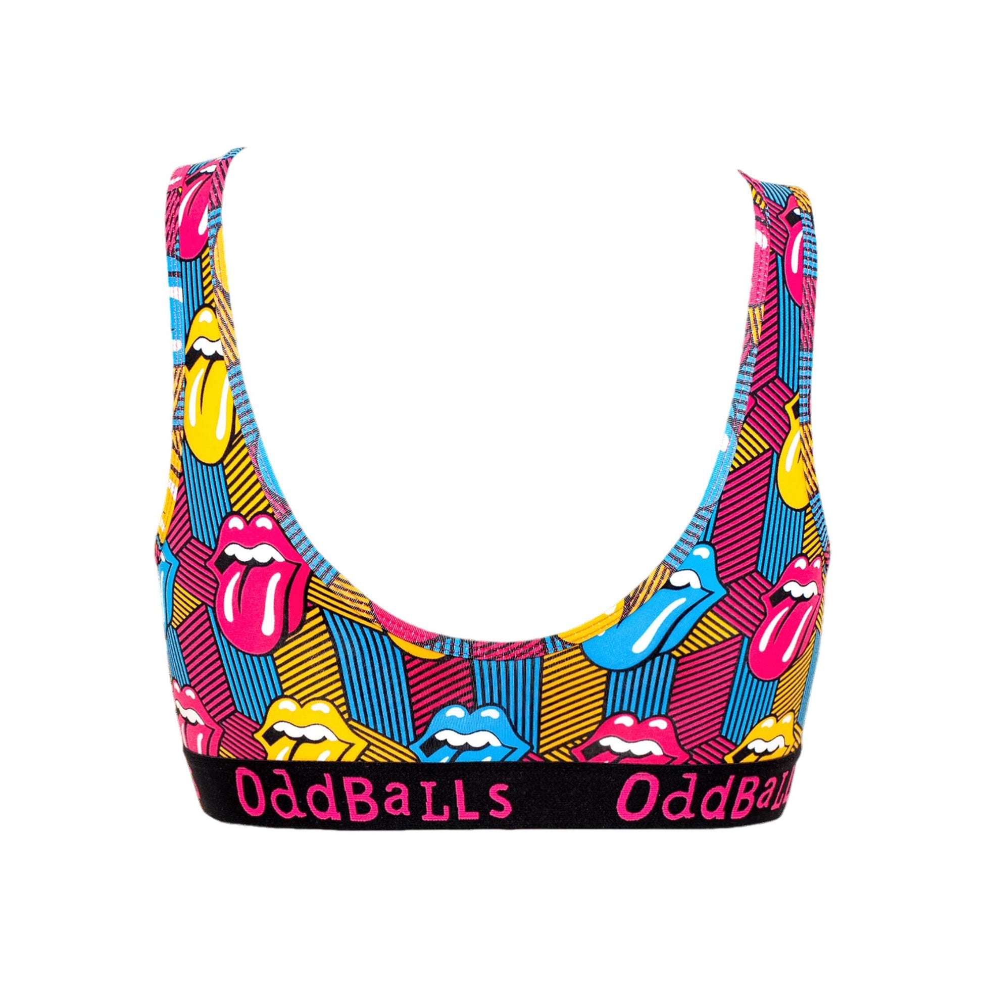 Multicoloured - Back - OddBalls Womens-Ladies Retro The Rolling Stones Bralette