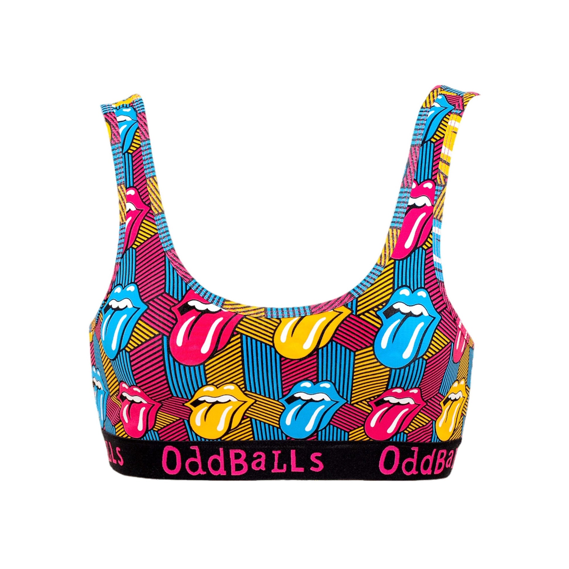 Multicoloured - Front - OddBalls Womens-Ladies Retro The Rolling Stones Bralette