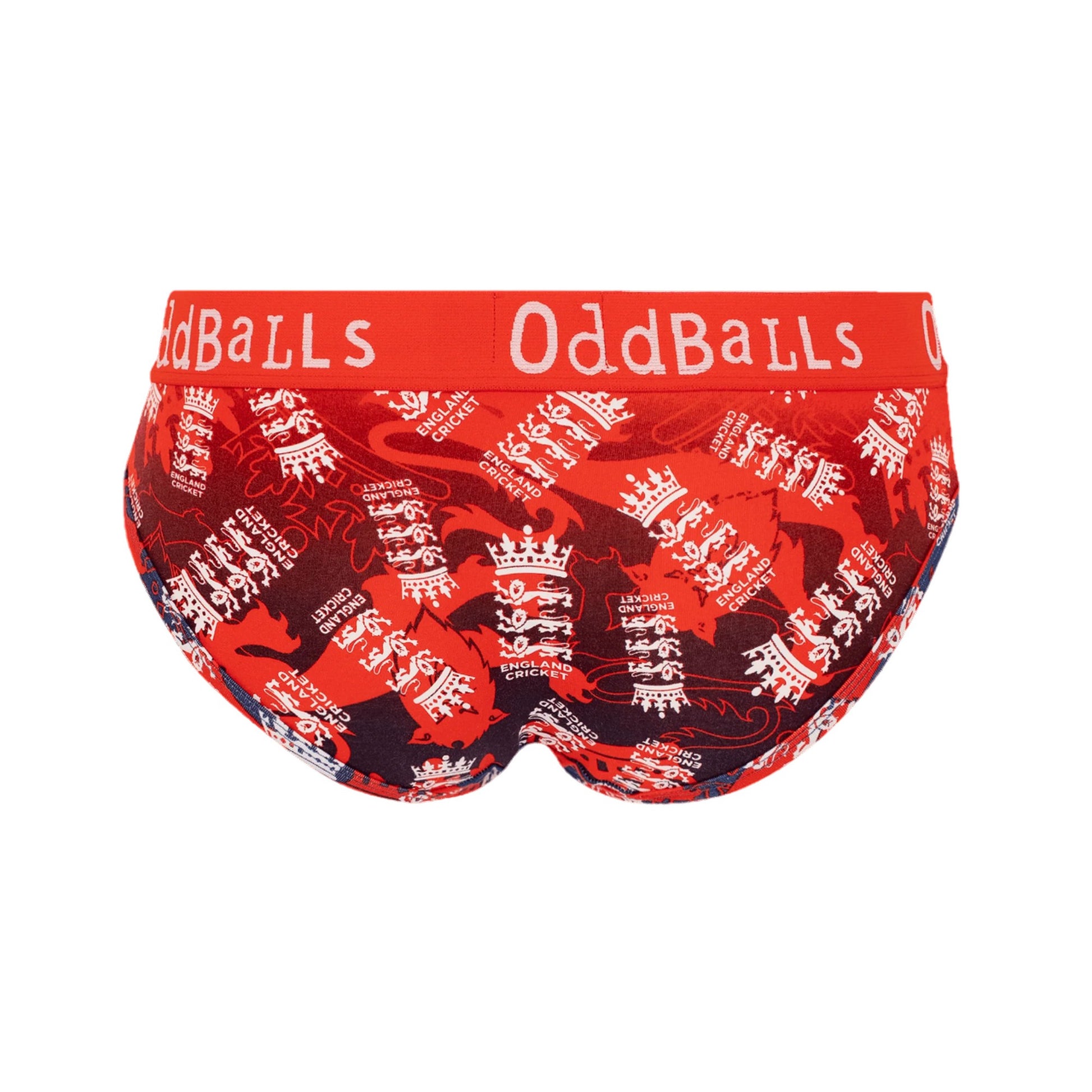 Red - Back - OddBalls Womens-Ladies England Cricket IT20 Briefs