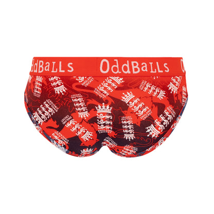 Red - Back - OddBalls Womens-Ladies England Cricket IT20 Briefs