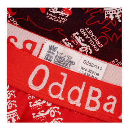 Red - Side - OddBalls Womens-Ladies England Cricket IT20 Briefs