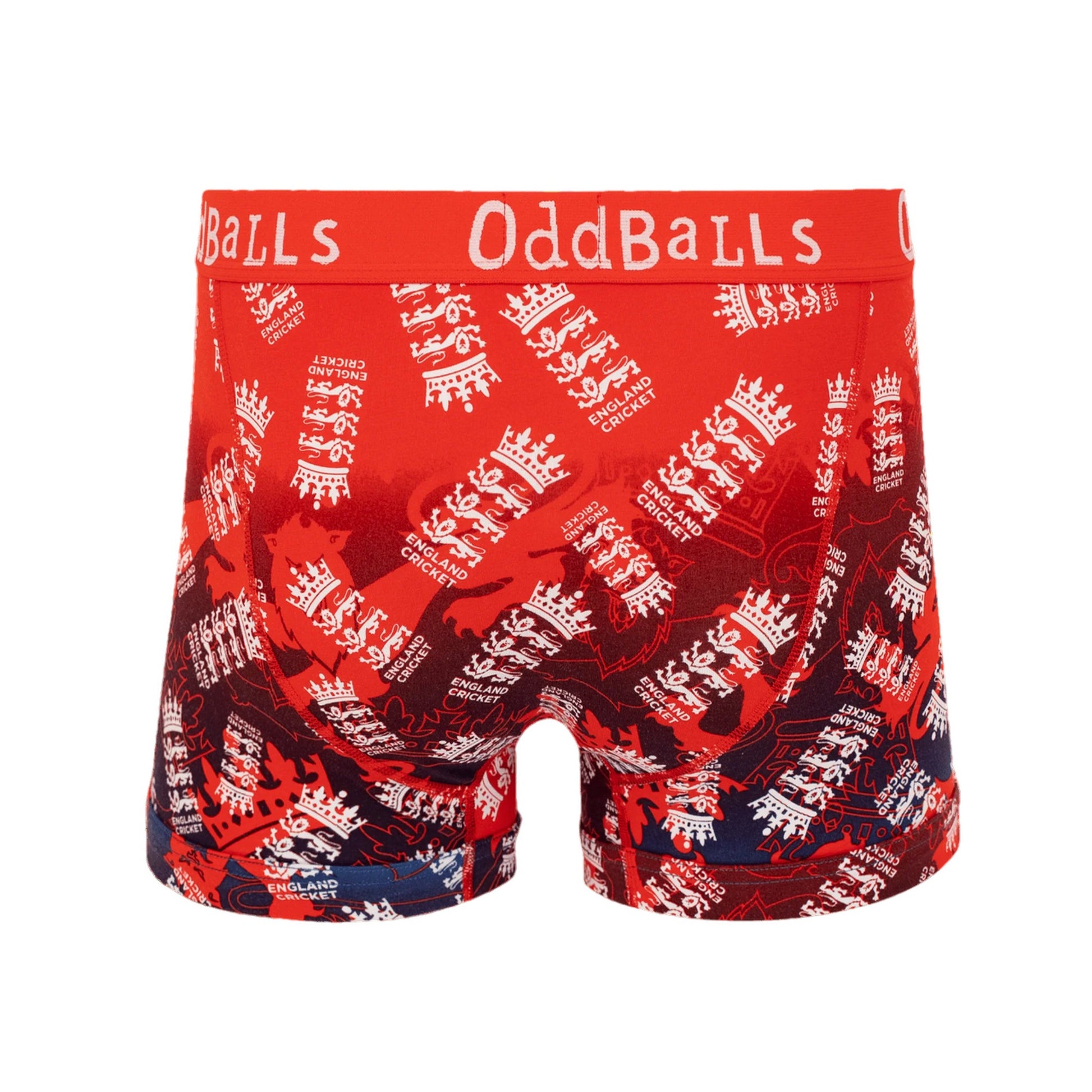 Red-White - Back - OddBalls Mens England Cricket IT20 Boxer Shorts
