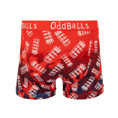 Red-White - Back - OddBalls Mens England Cricket IT20 Boxer Shorts