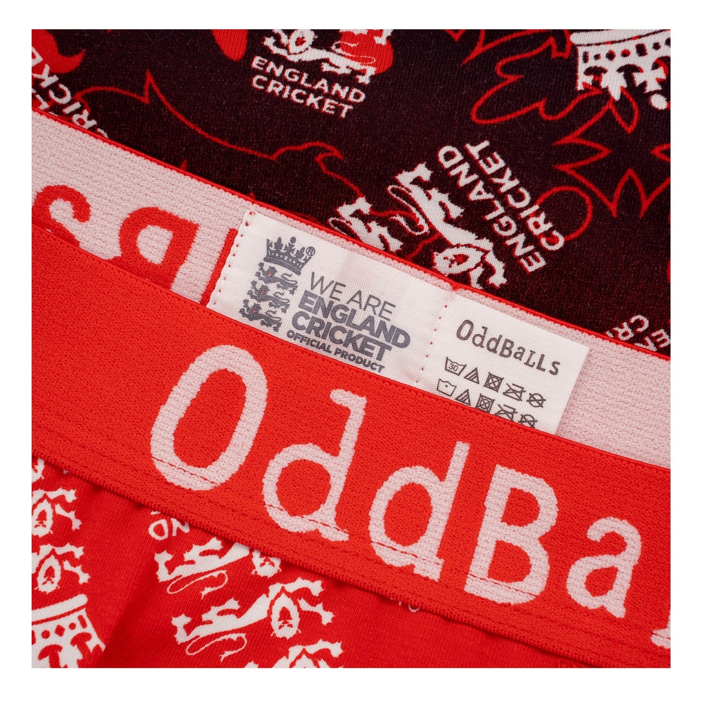 Red-White - Side - OddBalls Mens England Cricket IT20 Boxer Shorts