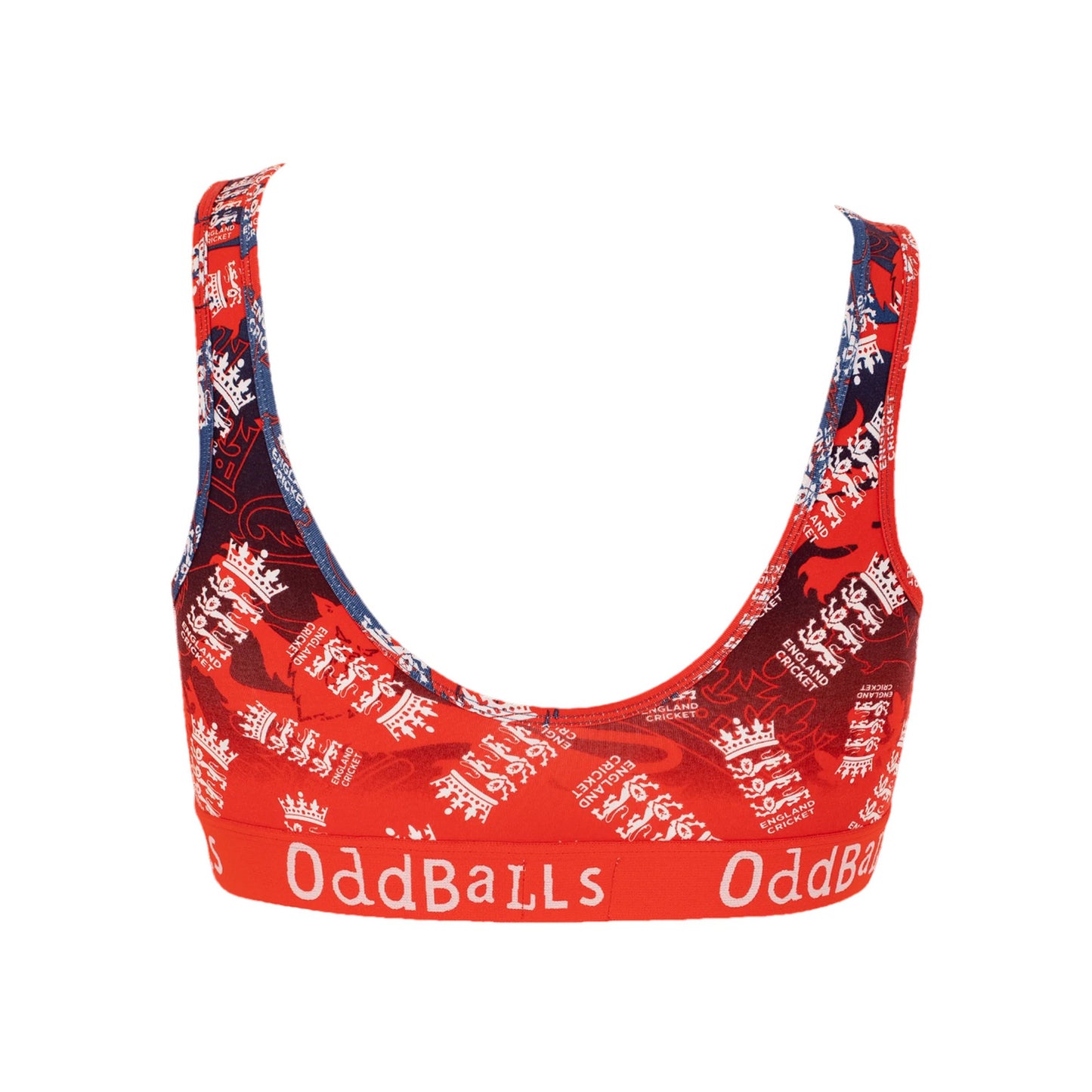 White-Red - Back - OddBalls Womens-Ladies England Cricket IT20 Bralette