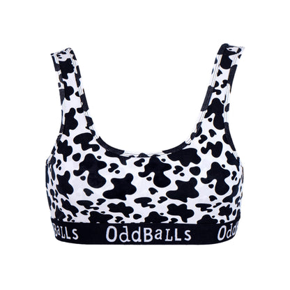 Black-White - Front - OddBalls Womens-Ladies Fat Cow Bralette