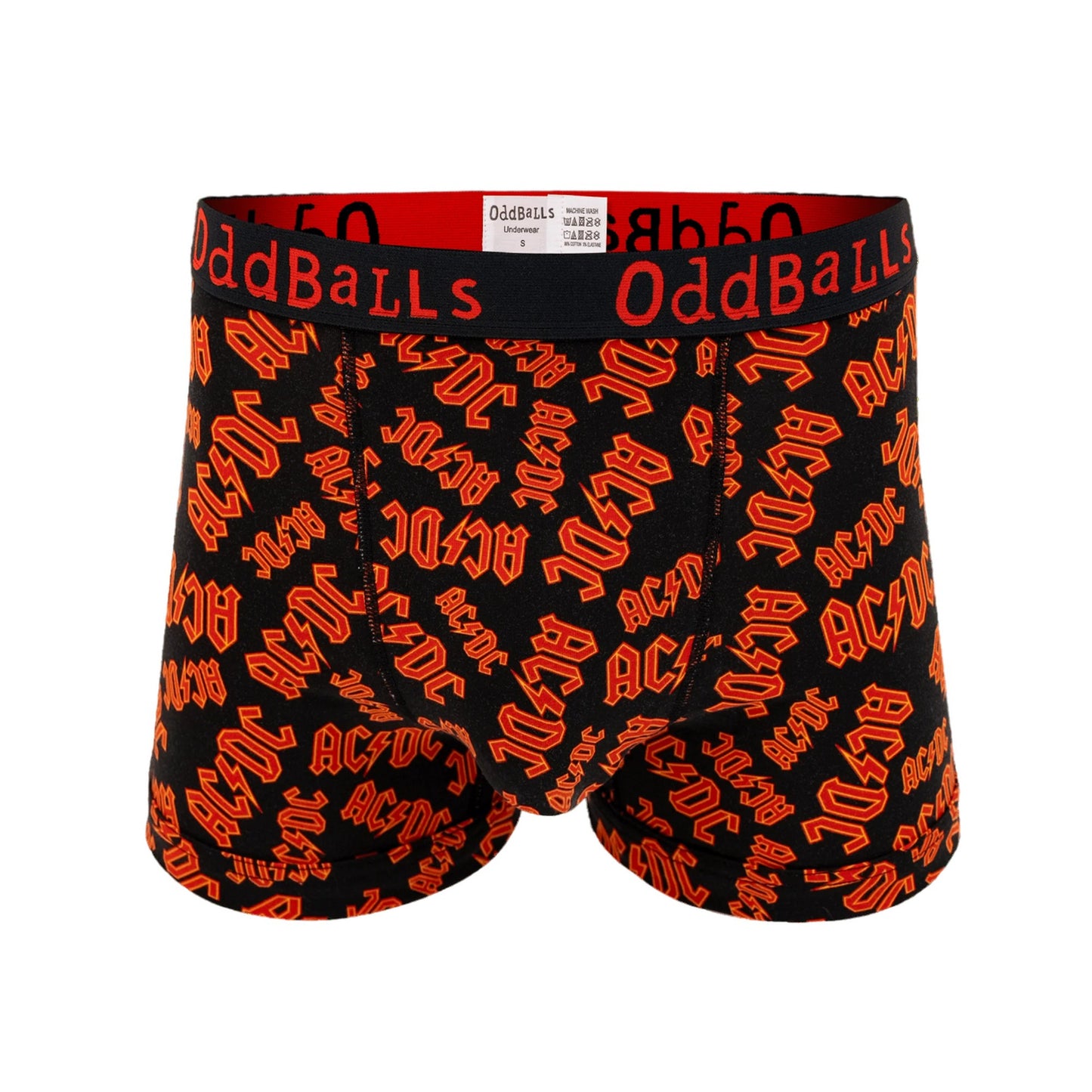 Red-Black - Front - OddBalls Mens Repeat Logo AC-DC Boxer Shorts