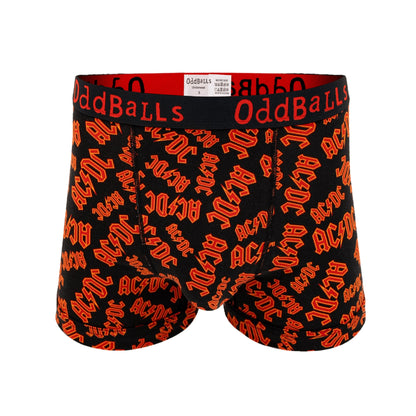Red-Black - Front - OddBalls Mens Repeat Logo AC-DC Boxer Shorts