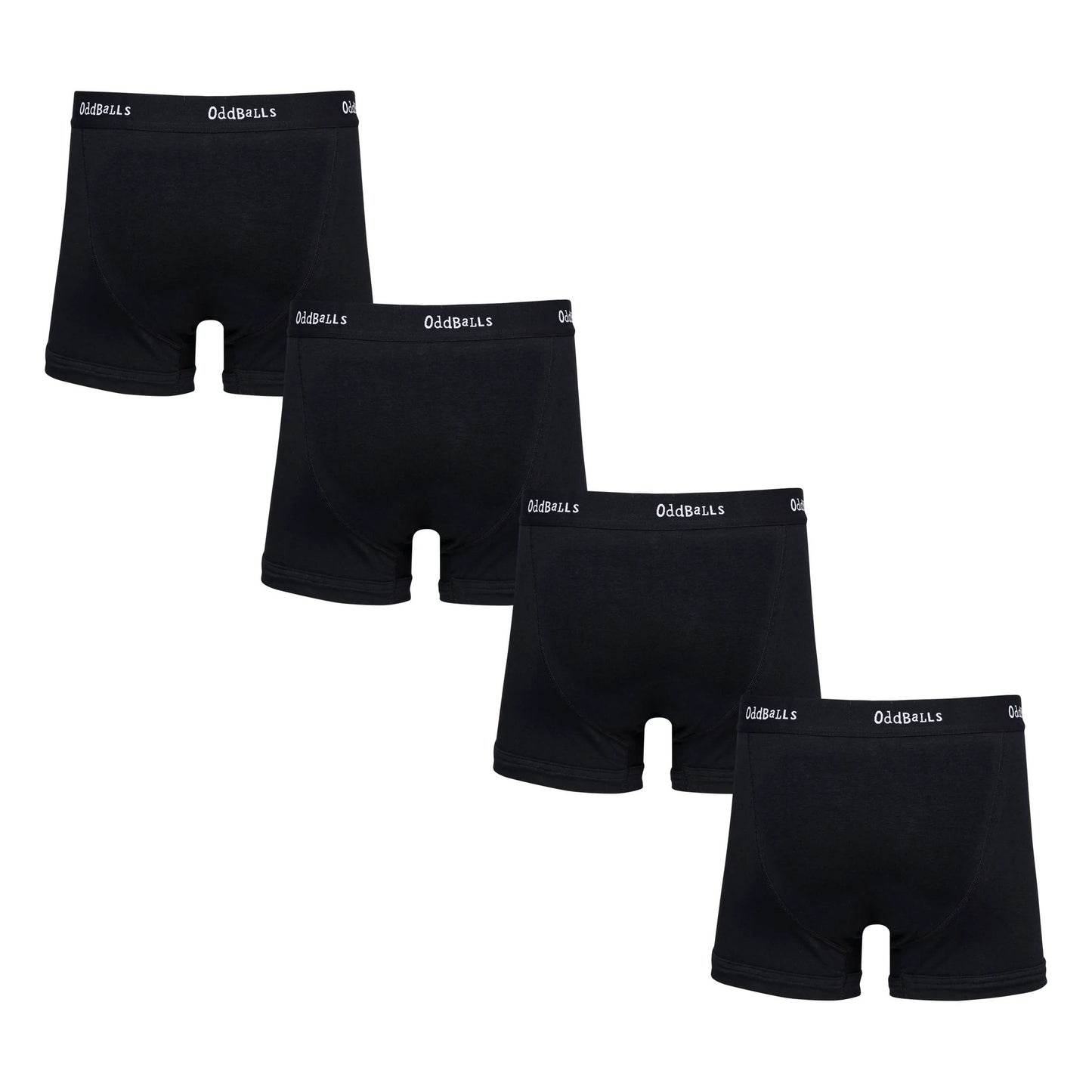 Black - Back - OddBalls Mens Classic Plain Boxer Shorts (Pack of 4)