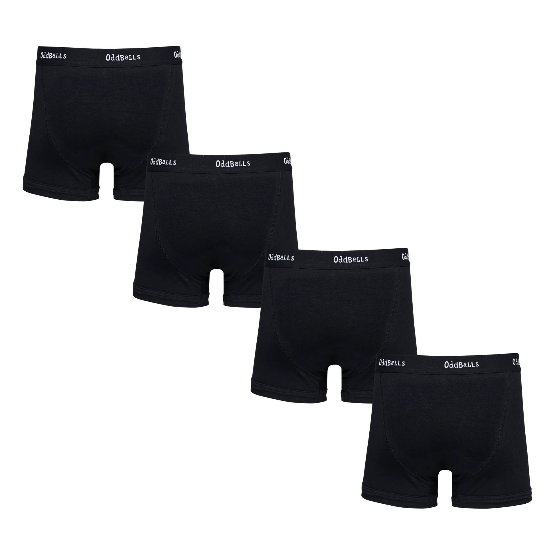 Black - Back - OddBalls Mens Classic Plain Boxer Shorts (Pack of 4)