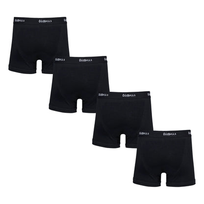 Black - Back - OddBalls Mens Classic Plain Boxer Shorts (Pack of 4)