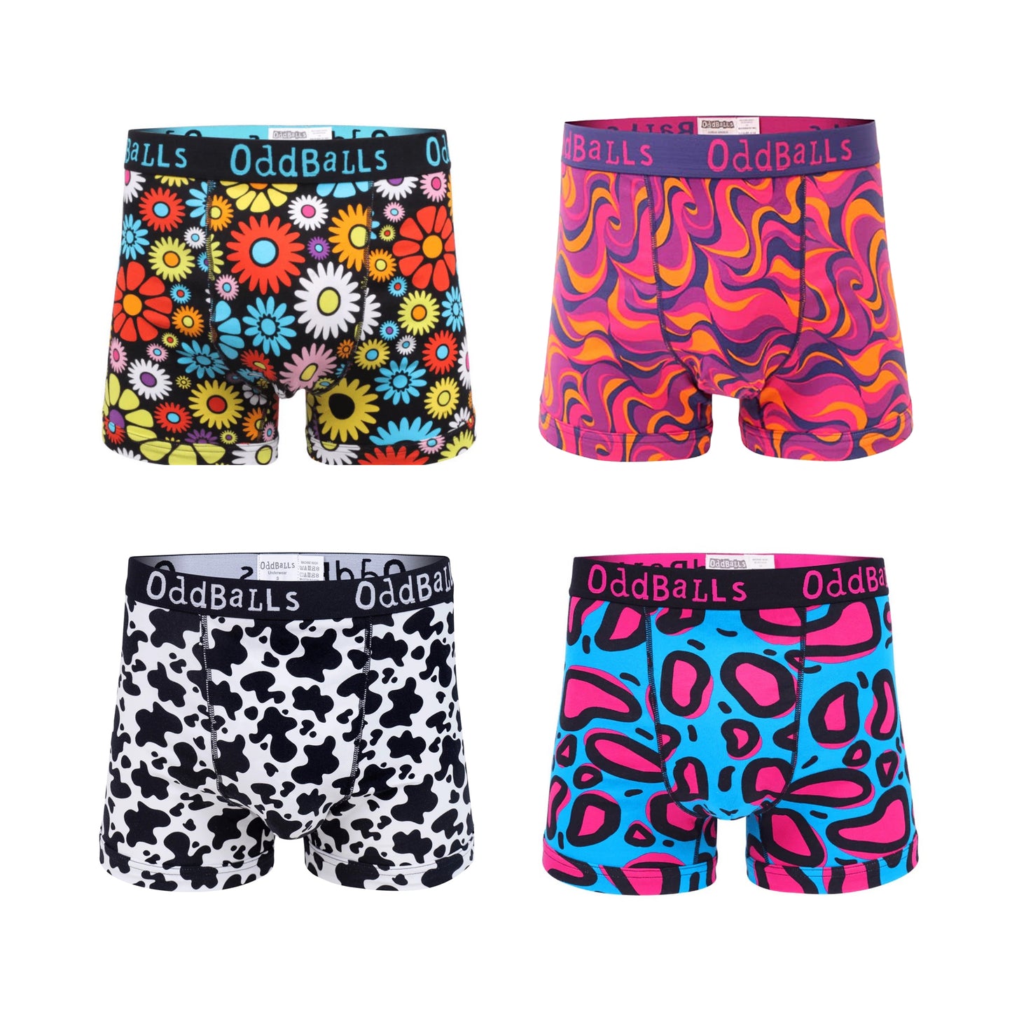 Multicoloured - Front - OddBalls Mens Favs Boxer Shorts (Pack of 4)