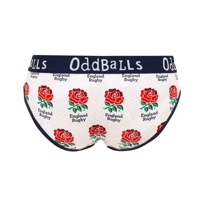 White-Blue - Back - OddBalls Womens-Ladies Home England Rugby Briefs