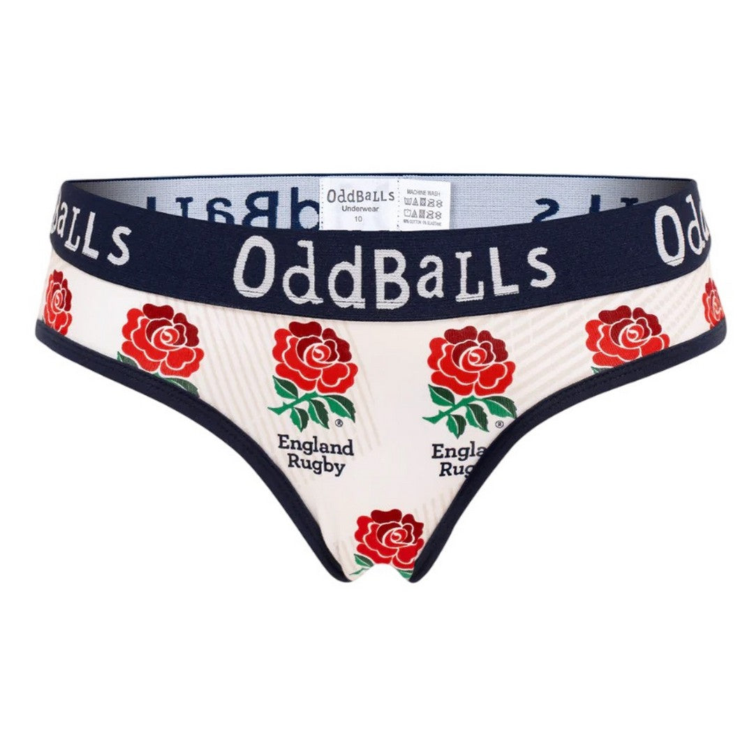 White-Blue - Front - OddBalls Womens-Ladies Home England Rugby Briefs