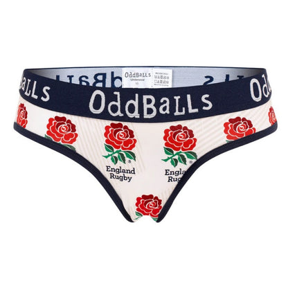 White-Blue - Front - OddBalls Womens-Ladies Home England Rugby Briefs