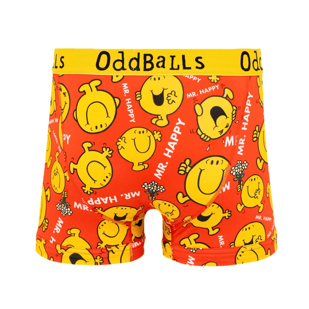 Orange-Yellow - Back - OddBalls Mens Mr Men Mr Happy Boxer Shorts