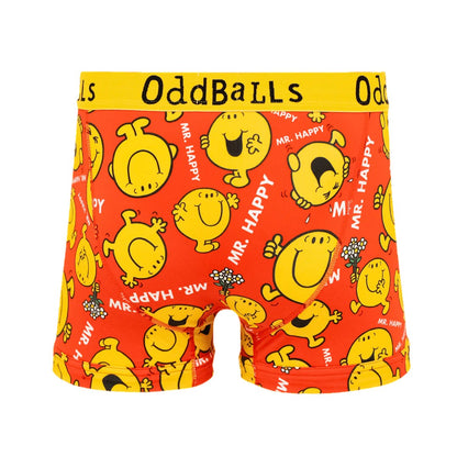 Orange-Yellow - Back - OddBalls Mens Mr Men Mr Happy Boxer Shorts